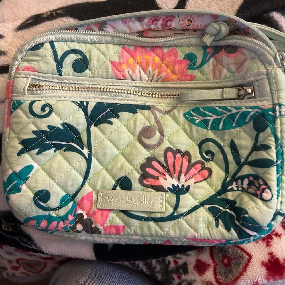 Vera Bradley “Mint Flowers” Cross Body Bag